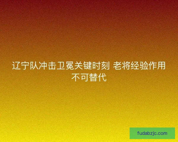 辽宁队冲击卫冕关键时刻 老将经验作用不可替代