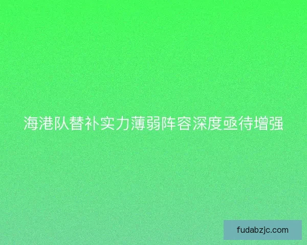 海港队替补实力薄弱阵容深度亟待增强