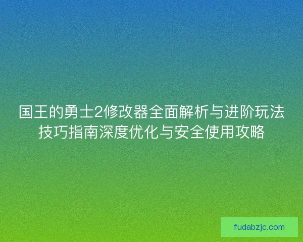 国王的勇士2修改器全面解析与进阶玩法技巧指南深度优化与安全使用攻略