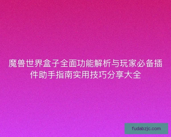魔兽世界盒子全面功能解析与玩家必备插件助手指南实用技巧分享大全